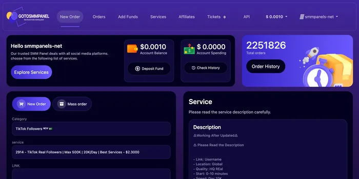 GoToSMMPanel.com Panel Image