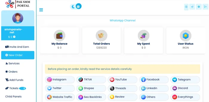PakSMMPortal.com Panel Image