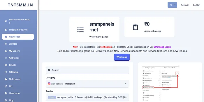 TntSMM.in Panel Image